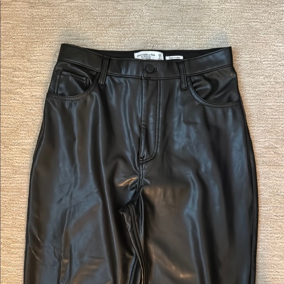 Abercrombie & Fitch Jet Black Leatherette Trousers - Picture 8 of 10